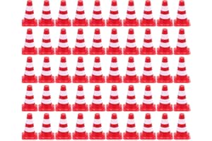 TODDMOMY Mini Traffic Cones for Kids: 50Pcs Mini Construction Cones Toys Sand Table Play Educational Road Sign Toys Cake Topper for Boys Girls