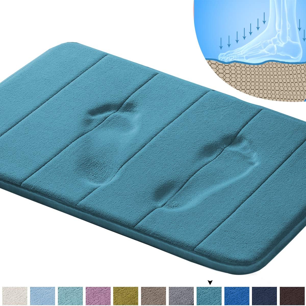 Soft Microfiber Memory Foam Bathroom Rugs Extra Absorbent Slip-Resistant Flannel Fleece Bath Mat Set Non Slip Dry Fast Machine-Washable Bath Mat, Olive Striped Pattern (1 Pack - 20" x 32"): Home & Kitchen