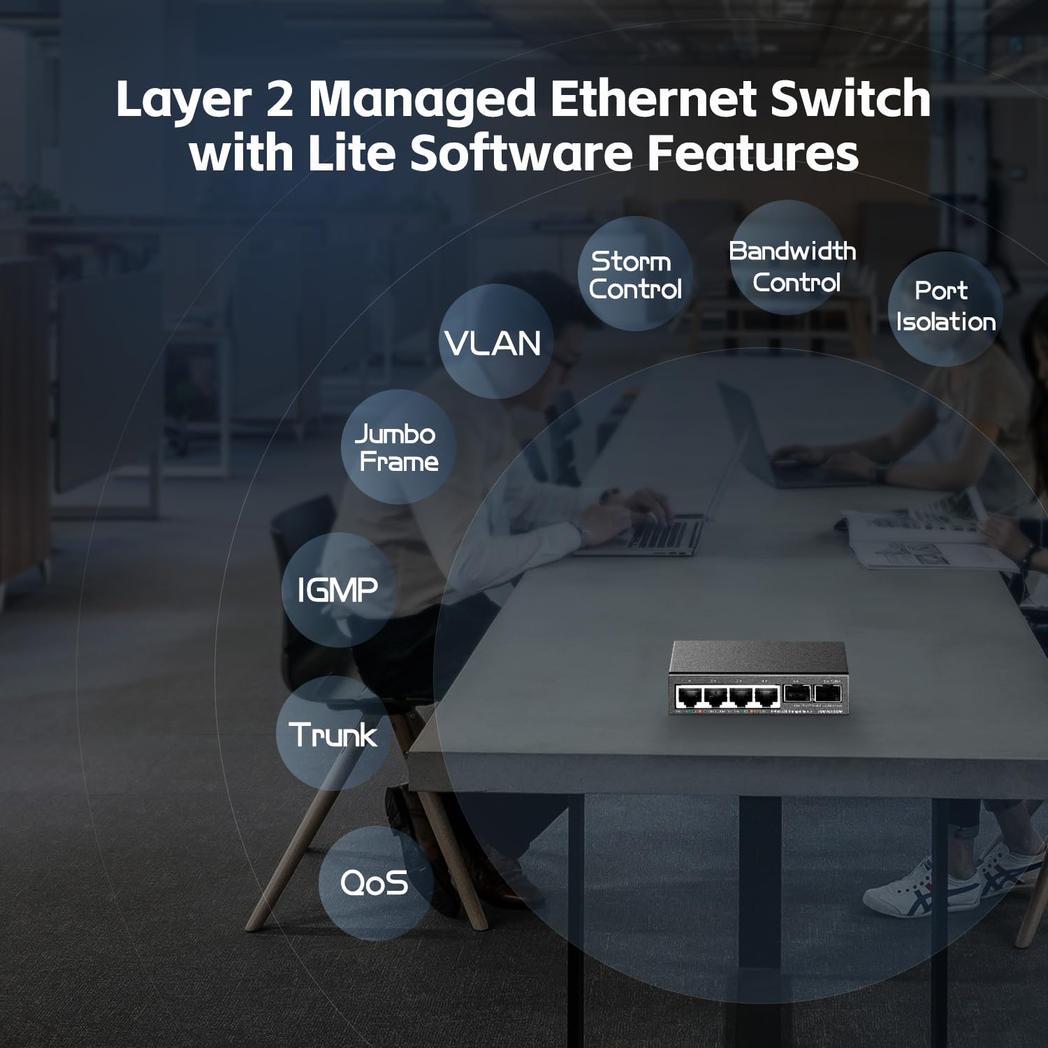 Binardat 4 Port 2.5G Web Managed Switch mit 2x10G SFP, Ultra-Mini Größe, unterstützt Trunk/LACP/VLAN/QOS, Metall Multi-Gigabit Desktop/Wallmount Netzwerk Switch 6