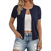 GRACE KARIN Short Sleeve Cardigans for Women, 2026 Summer Knitted Sweater Tops, Basic Crew Neck Crop Outfits