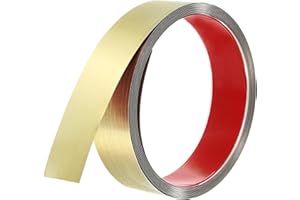 uxcell Gold Metalized Brushed Finish Molding Trim, Peel and Stick Stainless Steel, Flexible Self-Adhesive Metal Trim for Wall