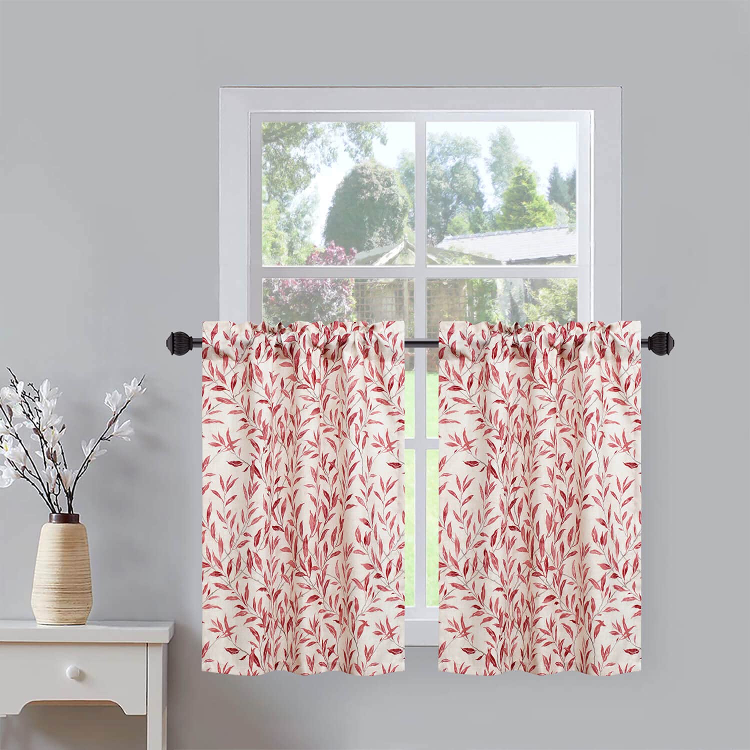 VOGOL 36 Inch Kitchen Curtains, Half Curtains 2