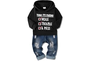 WESIDOM Toddler Boy Clothes,Long Sleeve Printing Hoodie+Jeans Pants Toddlers Boys Outfits Set 1-6Y Kids Clothing