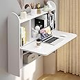Bixiaomei Wall Mounted Drop-Leaf Table, Floating Laptop Desk, Folding Table With Shelves, Multifunctional Computer Workstation With Storage - View #9