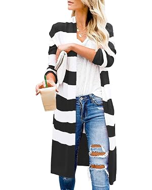 CARDYDONY Women's Long Color Block Cardigan Sweater on Amazon