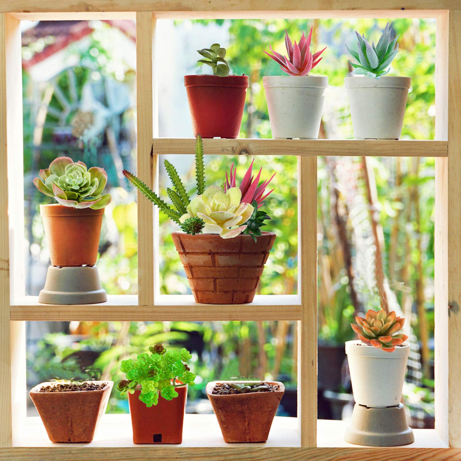 Beaspire Artificial Fake Succulent Plants 9 PCS Fake Plants Unpotted Faux Succulent Assorted for Indoor or Outdoor Decor, Office and Garden Arrangements Decoration