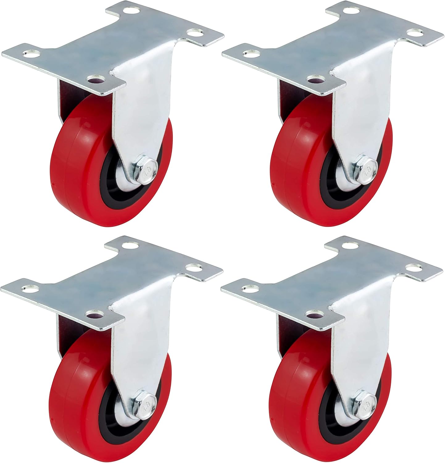 50mm Polyurethane Fixed Casters (RED PU) Heavy Duty Furniture