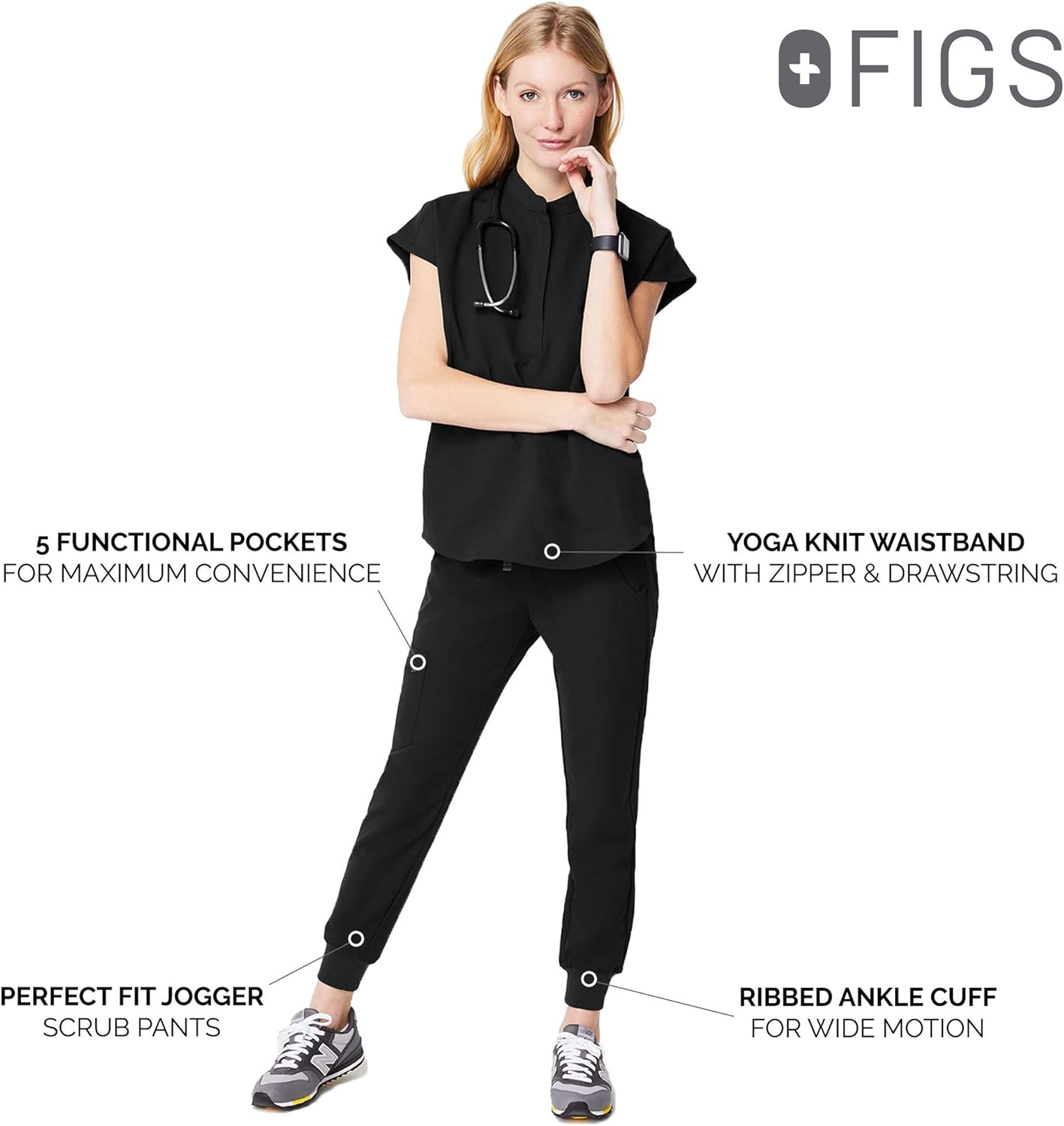 FIGS Zamora 2.0 Jogger Style Scrub Pants for Women - Slim Fit, Anti-Wrinkle Medical Scrub Pants: Clothing
