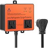 Refrigerator Surge Protector, Ortis Double Outlet Voltage Protector for Home Appliances with Time Delay, Protects Against Brownout, Spike, Instant Surge All Voltage Abnormalities, Orange