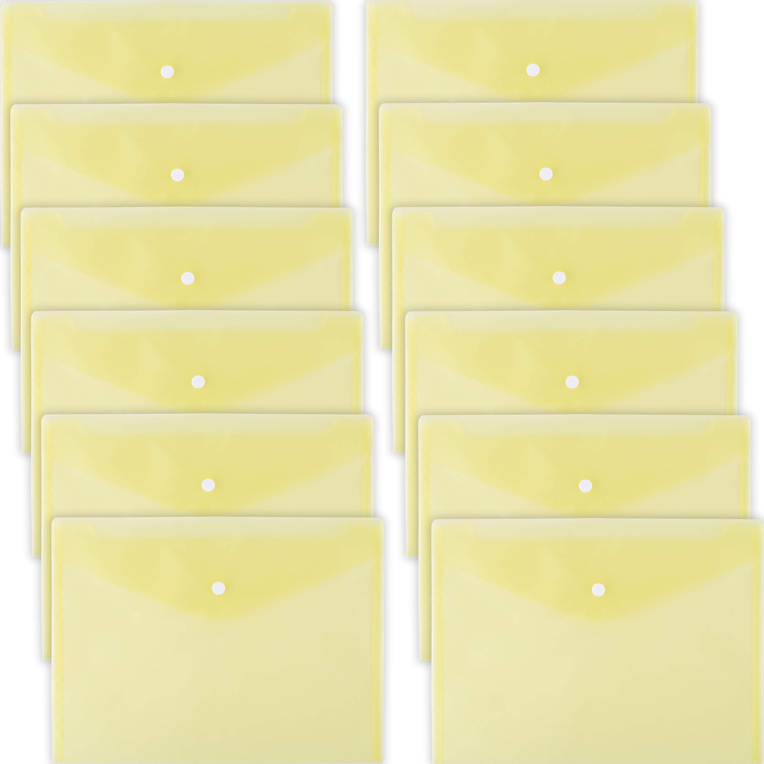 D.RECT 5530 Set 12 Pieces Document folders A4, File briefcases with Button Closure, Pocket Organizers for School and Office use, Envelope Organiser for documents and Letters, Yellow — image 1