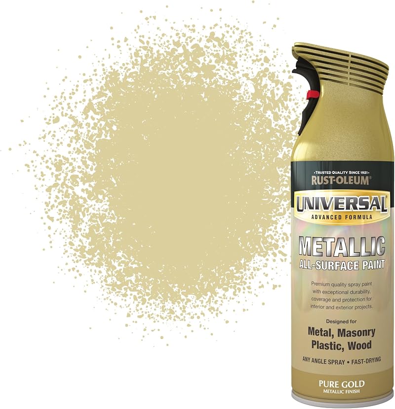 Rust-Oleum Universal Metallic Spray Paint Pure Gold 400ml 360° Any-Angle