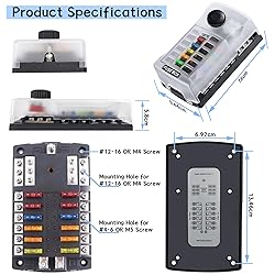 300A 12 Way Blade Fuse Block, Waterproof 12