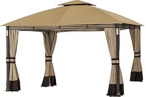 SCOCANOPY Replacement Cover Compatible with SUNJOY Crestfield 11X13 Gazebo (Models A101017510, A101017511, A111020900), (Beige)