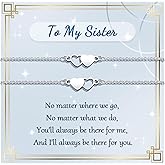YELUWA 2/3/4 Pcs Sister Gifts, Gifts for Women Matching Heart Stainless Steel Bracelets Friendship Bracelets Big Sister Gift Birthday Thanksgiving Christmas Valentines Day Women Gift Ideas