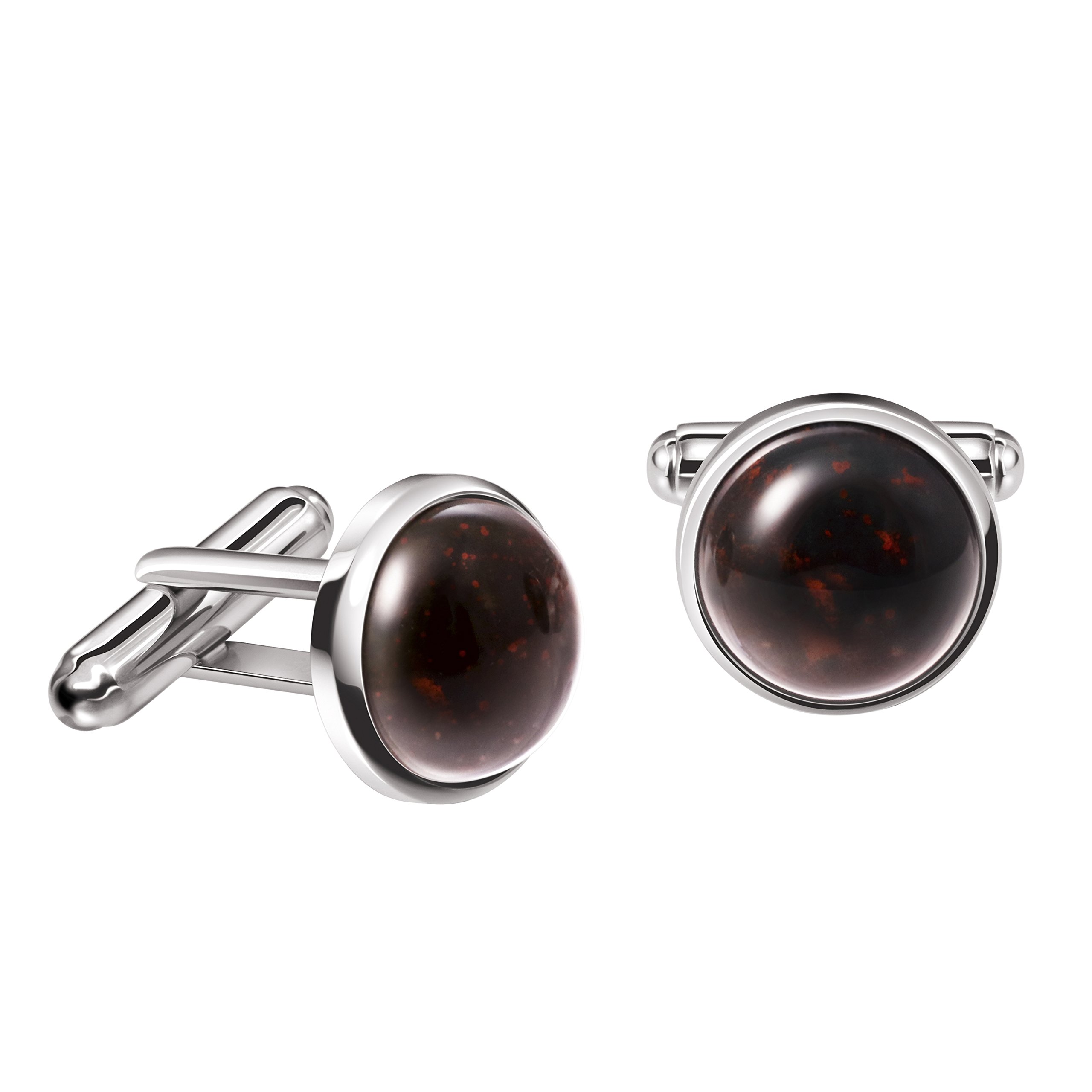 Franki Baker Genuine Bloodstone Gemstone & 925 Sterling Silver Cufflinks.