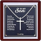 TEN MIRO S925 Sterling Silver Cross Necklace for Men Solid Sterling Silver Cross Pendant Necklace for Men Mens Cross Necklace Jewelry Gifts with Box & Card Birthday Anniversary Christmas Father's Day
