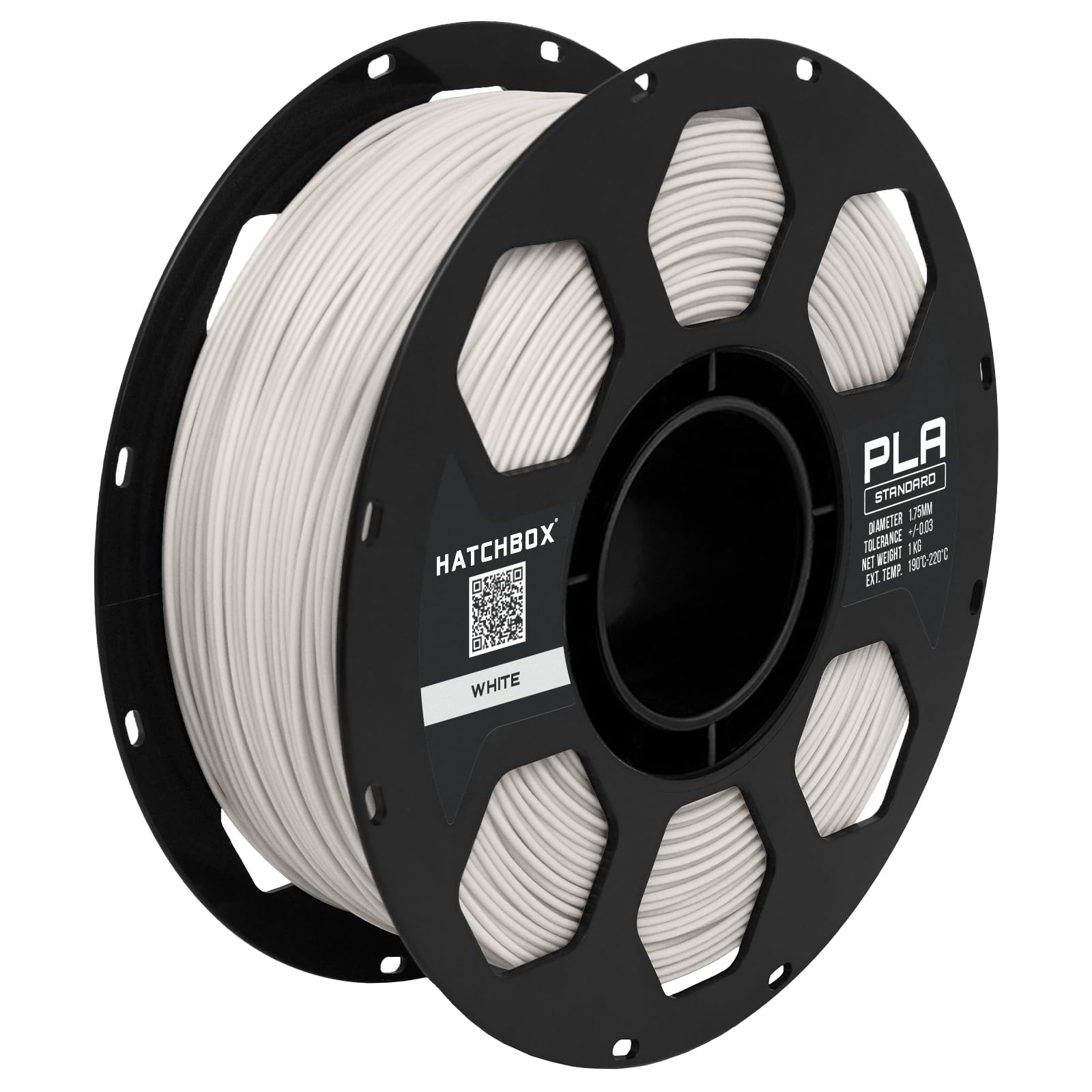 Filamento para impresora 3D PLA blanco de 1,75 mm HATCHBOX, carrete de 1 KG, precisión dimensional +/- 0,03 mm, filamento de impresión 3D