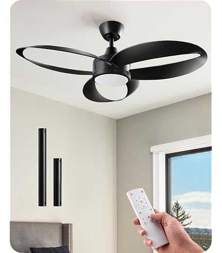 kathy ireland HOME - Ventilador de techo para exteriores con cadena de tracción, 52 pulgadas, accesorio colgante con clasificación húmeda con 5 cuchillas resistentes a la intemperie, montaje de