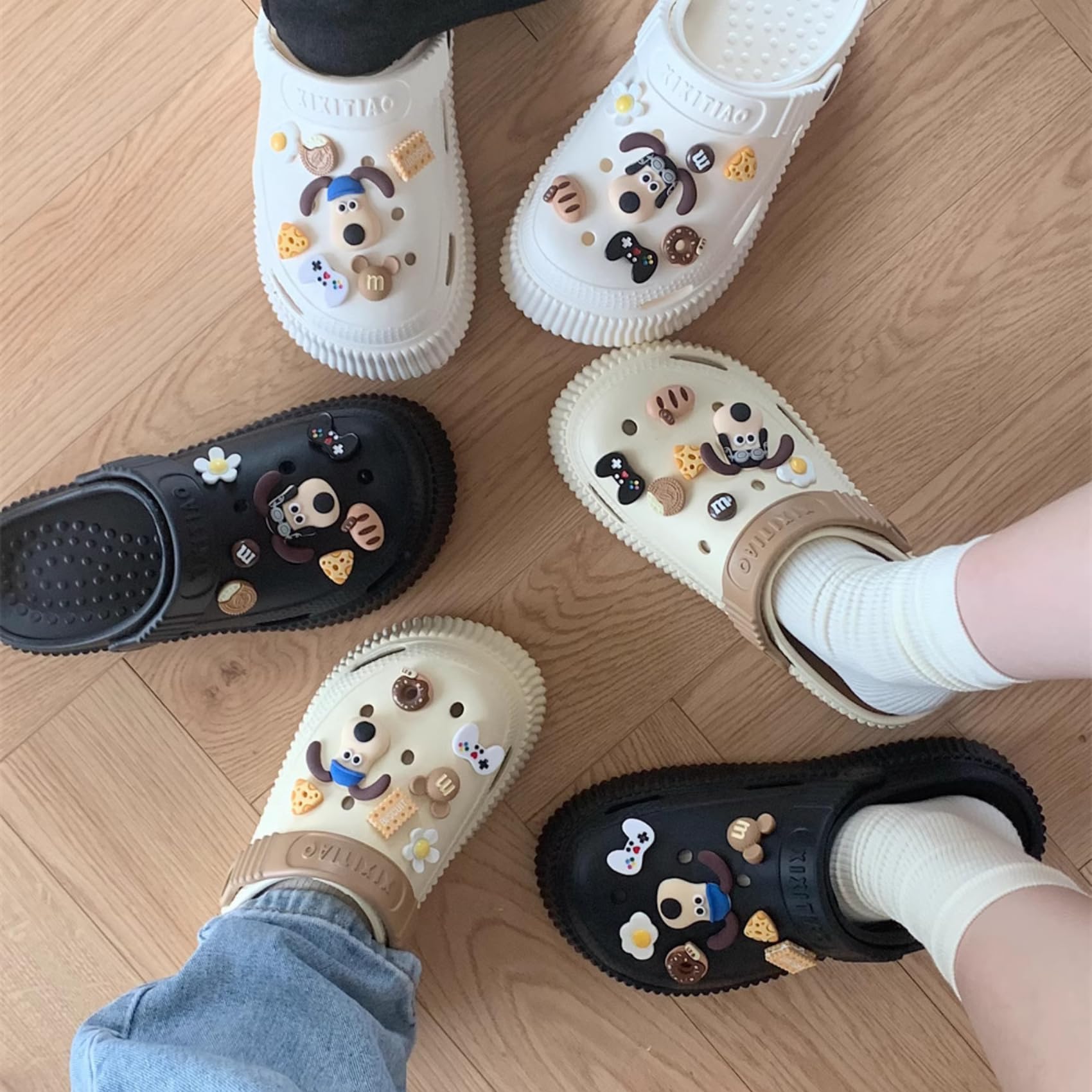 YPNMR Women's Water Clogs Cartoon Dog Summer Garden Slippers, Outdoor Platform Hole Shoes Beach Sandals (Brown,8-9,US_Footwear_Size_System,Adult,Numeric Range,Medium,8,Women,9)