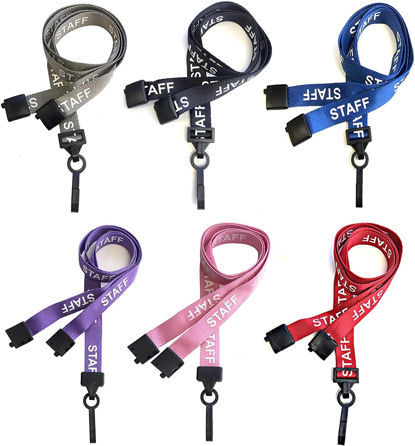 PCL Media ltd® Red Staff Neck Strap Lanyard ID Card Holder with Plastic Clip and Safety Breakaway Catch - (Pack of 5) Staff Lanyard - Image 3