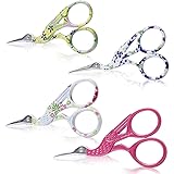 BIHRTC 4 Pairs 3.6" Stainless Steel Sharp Tip Classic Stork Scissors Crane Design Sewing Scissors DIY Tools Dressmaker Shears