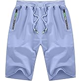 YTD Men's Shorts Casual Classic Fit Drawstring Summer Beach Shorts with Elastic Waist and Pockets