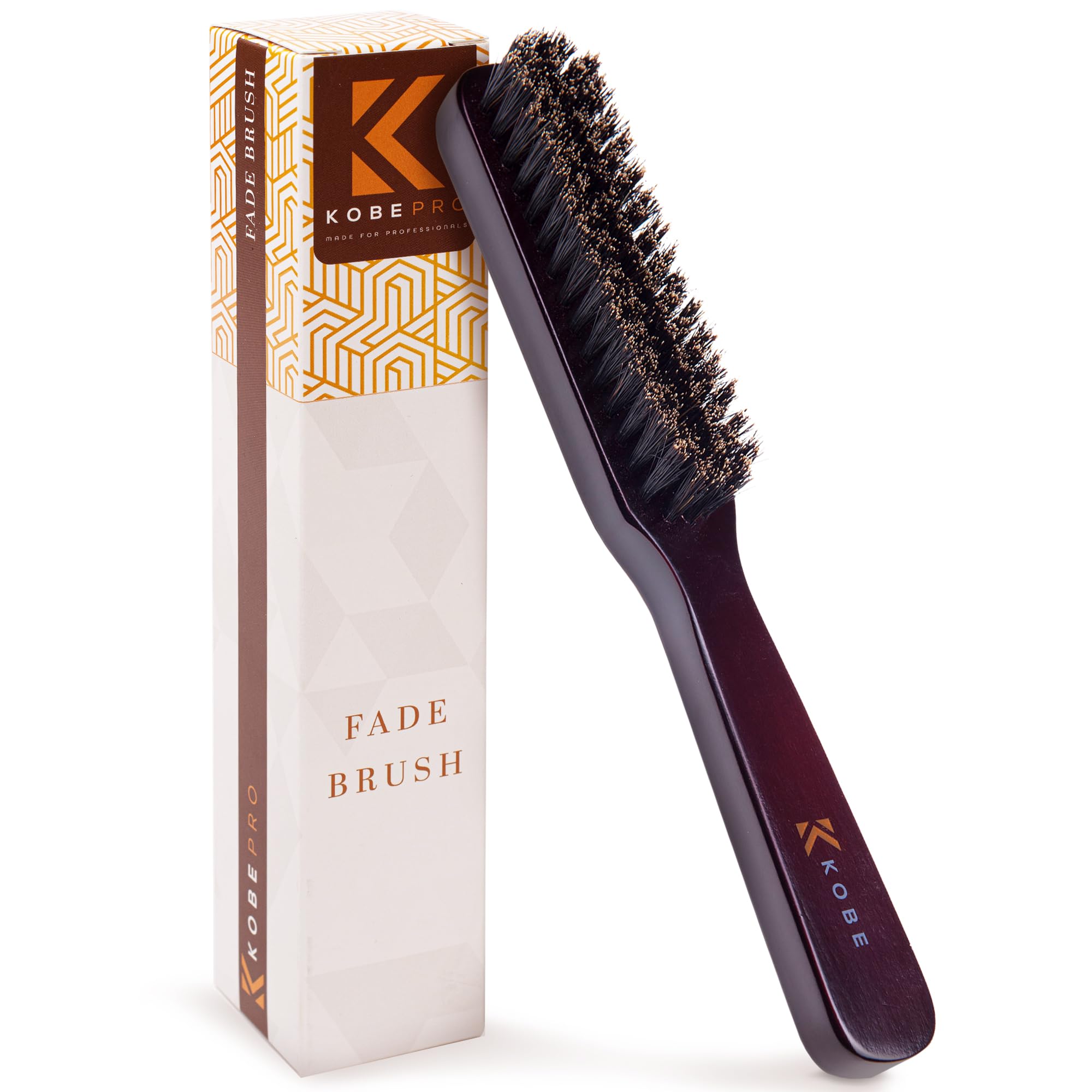 Kobe Professional Men's Beard and Fade Brush - Men’s Boar Bristle Hair Brush/Beard Brush - For Fading & Moustache Styling (Stewart)