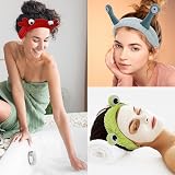 FRIUSATE 3Pcs Face Wash Headband Snail Frog Crab Elastic Cute Spa Accessories view 5