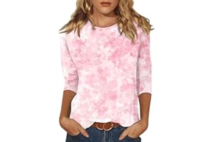 FQZWONG Summer Outfits for Women 2024 Womens 3/4 Sleeve Tops and Blouses Casual Ladies Crew Neck Shirts Elbow Length Tshirts