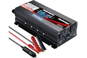 Cantonape 1000W/2000W(Peak) Car Power Inverter DC 12V/24V to 110V AC Converter with LCD Display Dual AC Outlets 3.0A USB and Type-C Car Charger Black