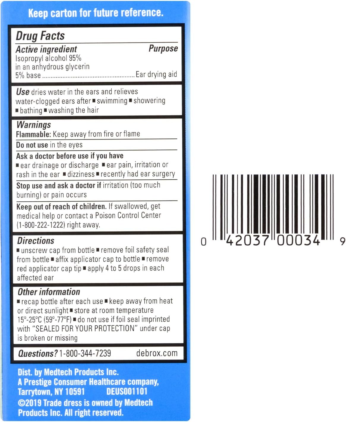 Debrox Swimmer’s Ear Drying Drops, 1 oz, Clears Water from Swimmer’s Ear: Health & Personal Care