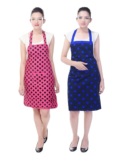 Switchon Waterproof Cotton Kitchen Apron (Multicolour, 30x23inch)- Pack of 2