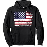 American Flag United States USA Tattered Stripes Flag Pullover Hoodie