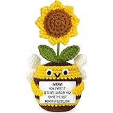 TEEBIM Valentines Day Gifts for Mom from Daughter, Son - Birthday Valentines Gifts for Mom Mama Mother - Sunflower Crochets Gift Ideas for Moms - Emotional Inspirational Positive Support Bee Crochet
