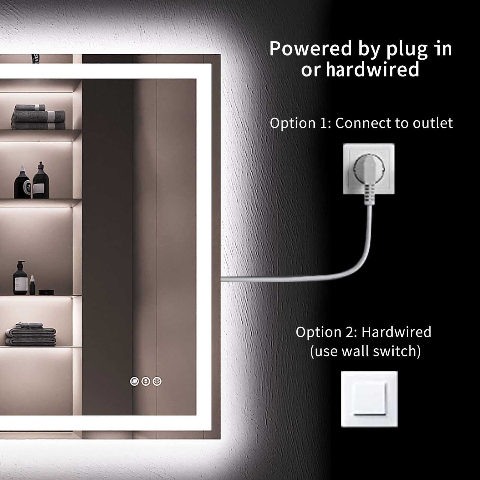 LOAAO 36X36 LED Bathroom Mirror with Lights, Anti-Fog, Dimmable, Backlit + Front Lit, Lighted Bathroom Vanity Mirror for Wall, Memory Function, Tempered Glass, Safe to Use, ETL Listed