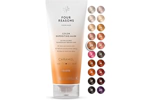 FOUR REASONS Color Mask, Caramel (27 Colours) – Hair Gloss & Colour Depositing Conditioner – Semi Permanent Hair Toner for Co