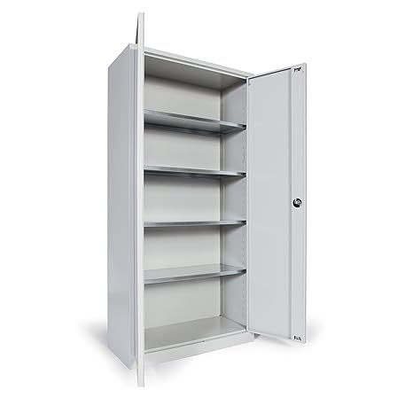 Protaurus Werkzeugschrank Flügeltürschrank, 4 verzinkte Fachböden, HxBxT 1950x925x420mm, Korpus Türen RAL 7035 Lichtgrau