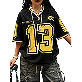 SHENHE Women's Oversized Jersey Shirt Y2k Graphic Number Short Sleeve Tee Hip Hop Baggy Shirt