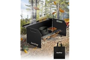 AwnPror Aluminum Camping Stove Windscreen,Lightweight Foldable Outdoor Wind Blocker Gas Stove Windshield Wind Screen with Storage Bag for Camping,Glamping,Hiking,Picnic,Backpacking,Cooking,Fishing