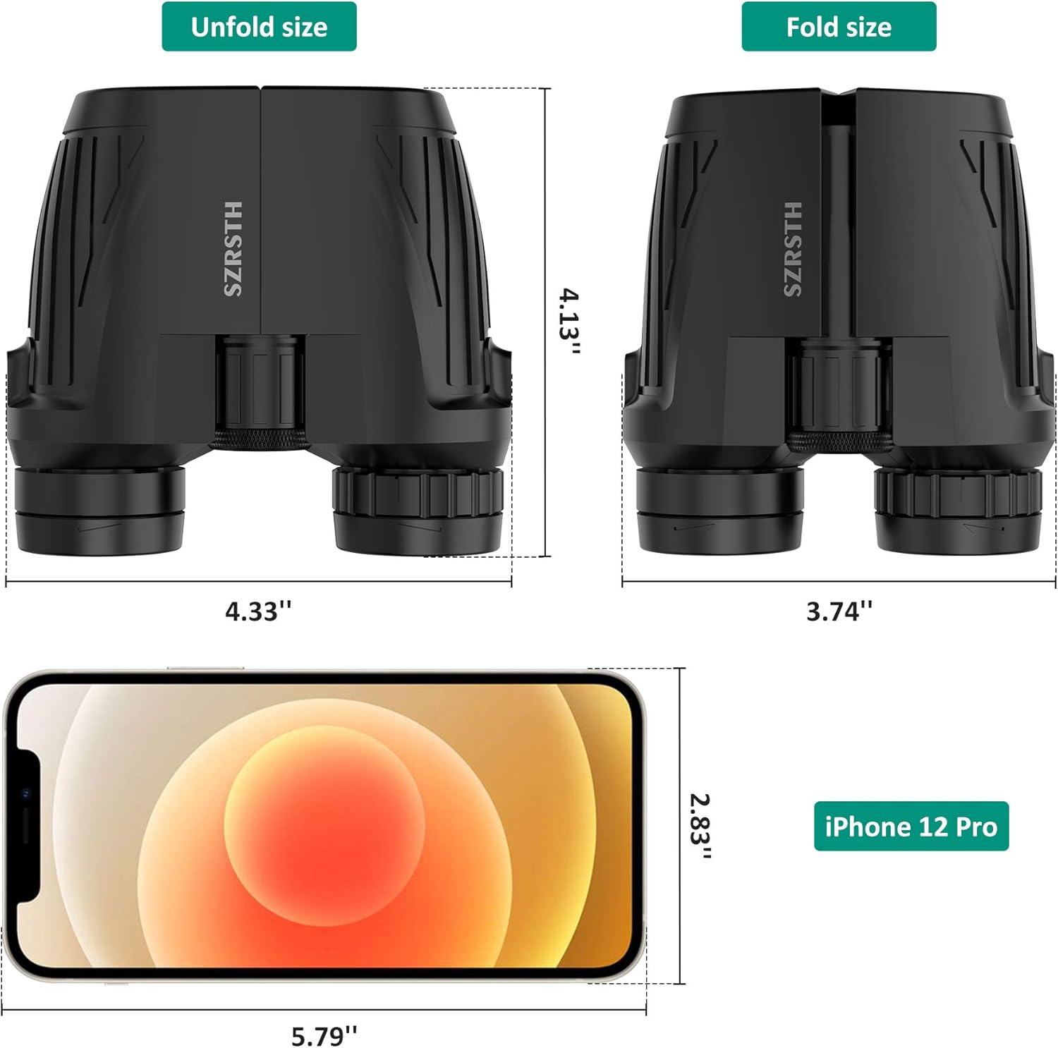SZRSTH 12x25 Binoculars, Adults Kids Compact Bird Watching Binocular with 17mm Eyepiece BaK4 Prism FMC Lenses, Waterproof Binoculars for Hunting, Birding, Hiking, Sports (Black) : Camera & Photo