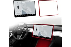 Tinlucys Screen Edge Protector Frame Compatible with Tesla Model 3/Y Interior Accessories 2017-2024 Silicone Center Console Bumper Decor Protection Skin Friendly Bordeaux Red