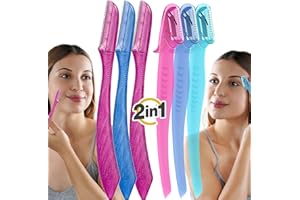 Nylea 2-in-1 Pack: Precision Eyebrow Razors, Facial Dermaplaning Tool & Face Shavers for Women - 6 Count - Gentle Hair Removal, Brow Shaping, Smooth Skin, Flawless Results