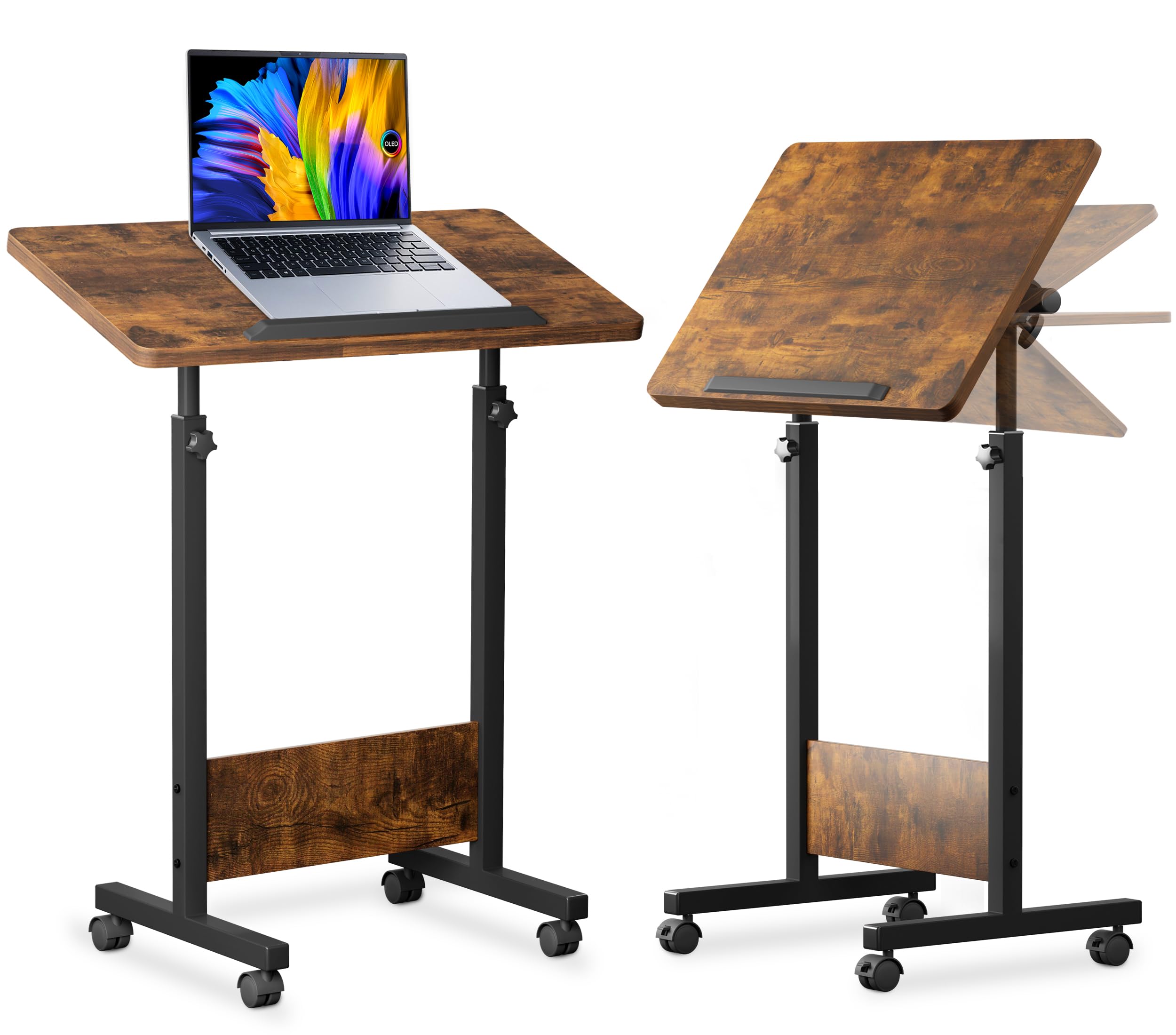 Photo 1 of ***PARTS ONLY****KOUPA Adjustable Mobile Standing Desk Large widths16 in Length 31 in, Rolling Computer Workstation with Lockable Wheels for Home Office, 360 Degree Flip Tilt Foldable Laptop Table Cart for Standing