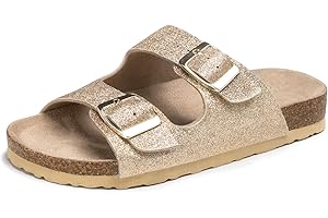 FITORY Boys Girls Glitter Slide Sandals, Cork Slipper with Adjustable Straps for Little Kid/Big Kid
