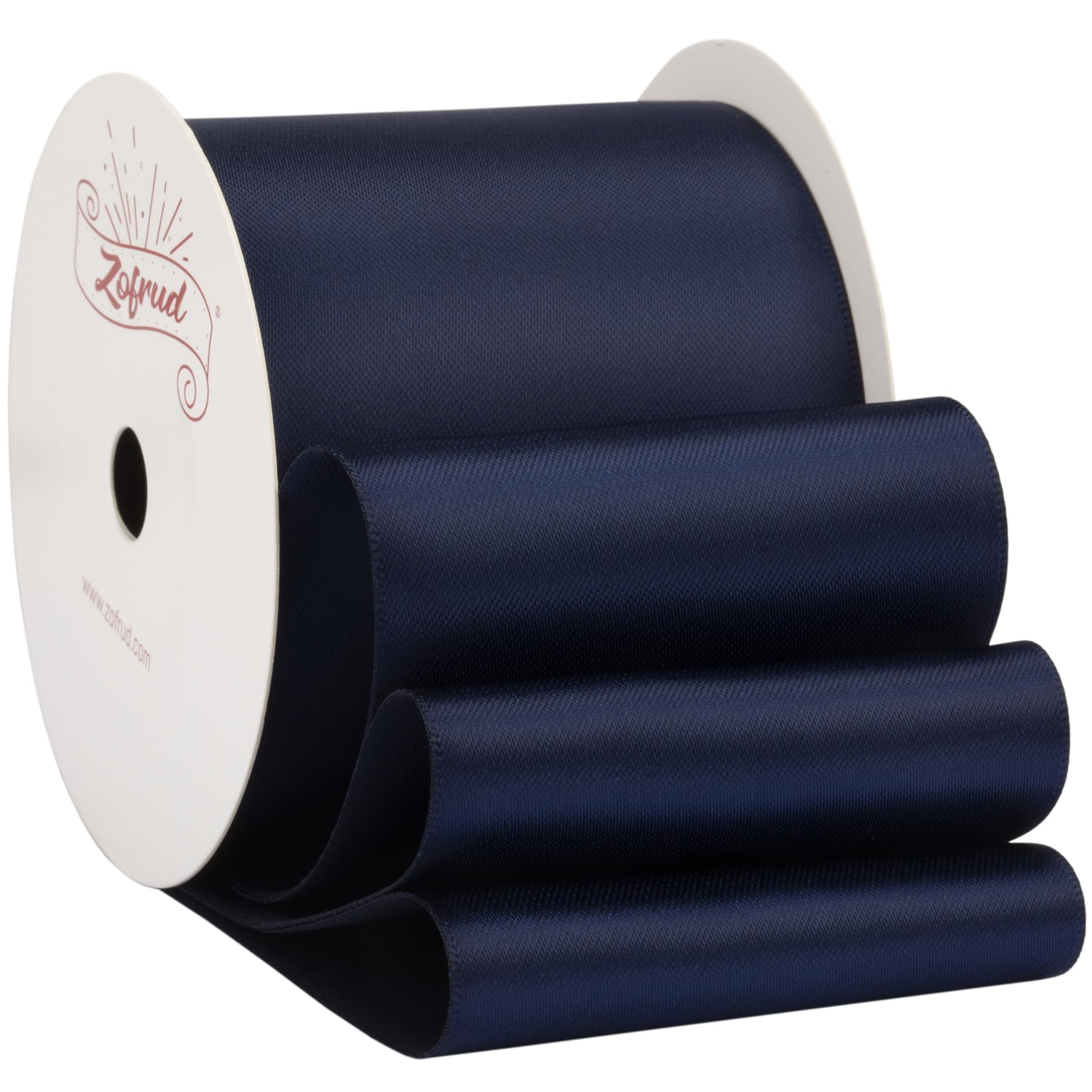 Zofrud Navy Satin Ribbon 63mm x 9 Meters - Large Ribbon Ideal for Bows, Gift Wrapping, Flower Bouquet, and Crafts