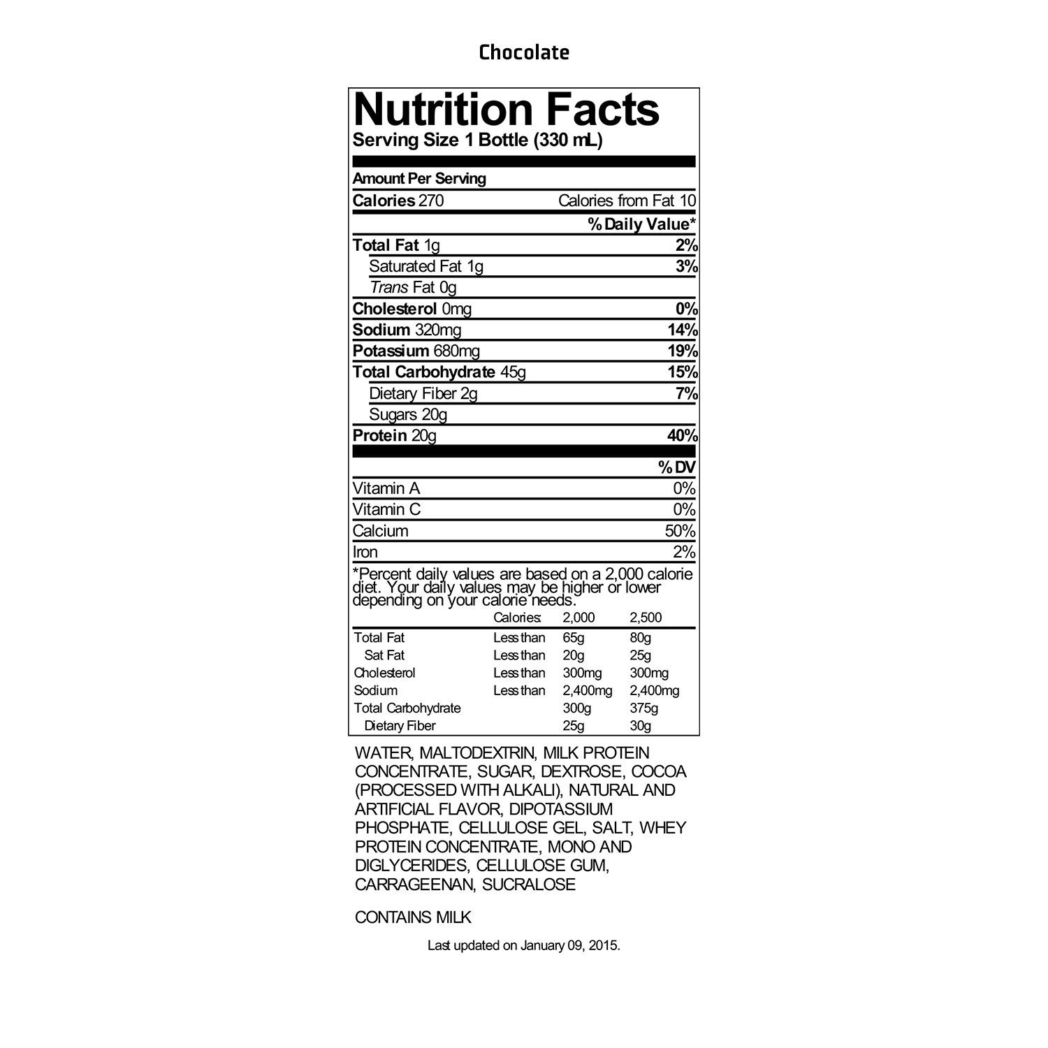 Gatorade Recover Protein Shake, Chocolate, 20g Protein, 11.6 fl oz Plastic Bottle, Pack of 12