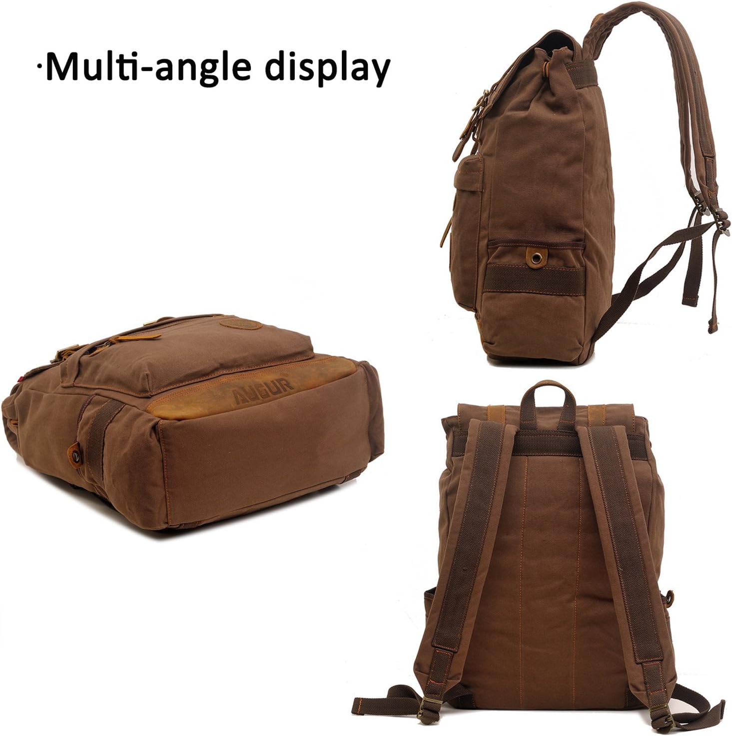 FANDARE 15.6" Laptop Backpack Classic Wear-Resistant Canvas Backpack, Brown, L, Leisure Backpack - Image 5