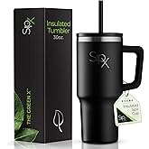 SIPX™ 30 oz Insulated Tumbler with Handle & Straw – Vacuum Insulated Stainless Steel, Leakproof, Cupholder Friendly – Perfect for Iced Coffee, Water & Travel – Black