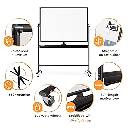 Rolling Dry Erase Board 48 x 36 - Large Portable