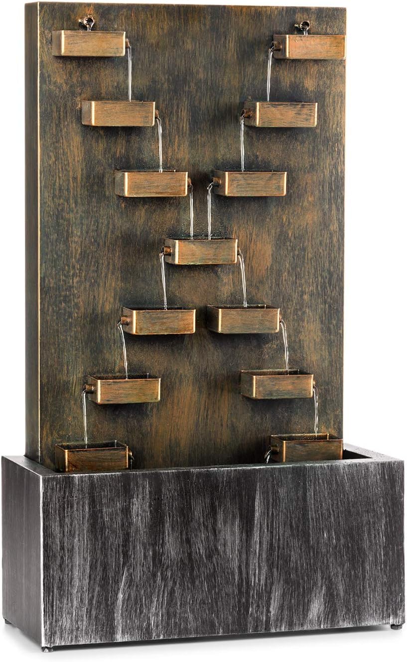 blumfeldt River Crossing Gartenbrunnen Zierbrunnen Metall-Springbrunnen (In-/Outdoor, 8 Etagen, 6 Watt Pumpe, 10 m Kabel, 320 l/h Umlaufleistung, verzinkt) für drinnen und drauße, braun